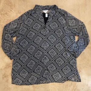 CJ Banks 2X 2-in1 long blouse, black/white